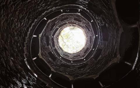 Looking up from a dry well
