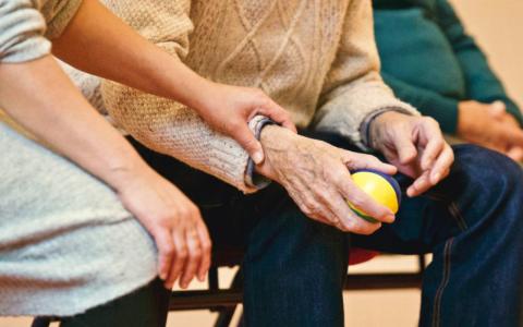 Person holding a stress ball